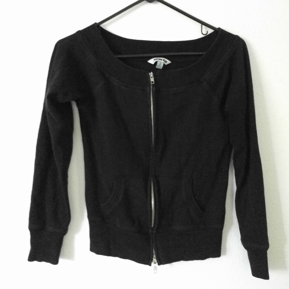 Anchor Blue Scoop Neck Sweater Black